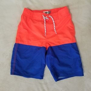OLD NAVY Boys Seim Trunks Neon Orange/ Blue 8